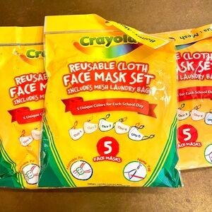 Crayola Kids Reusable Face Mask Pack - Yellow, Green, Purple, Teal, Orange
